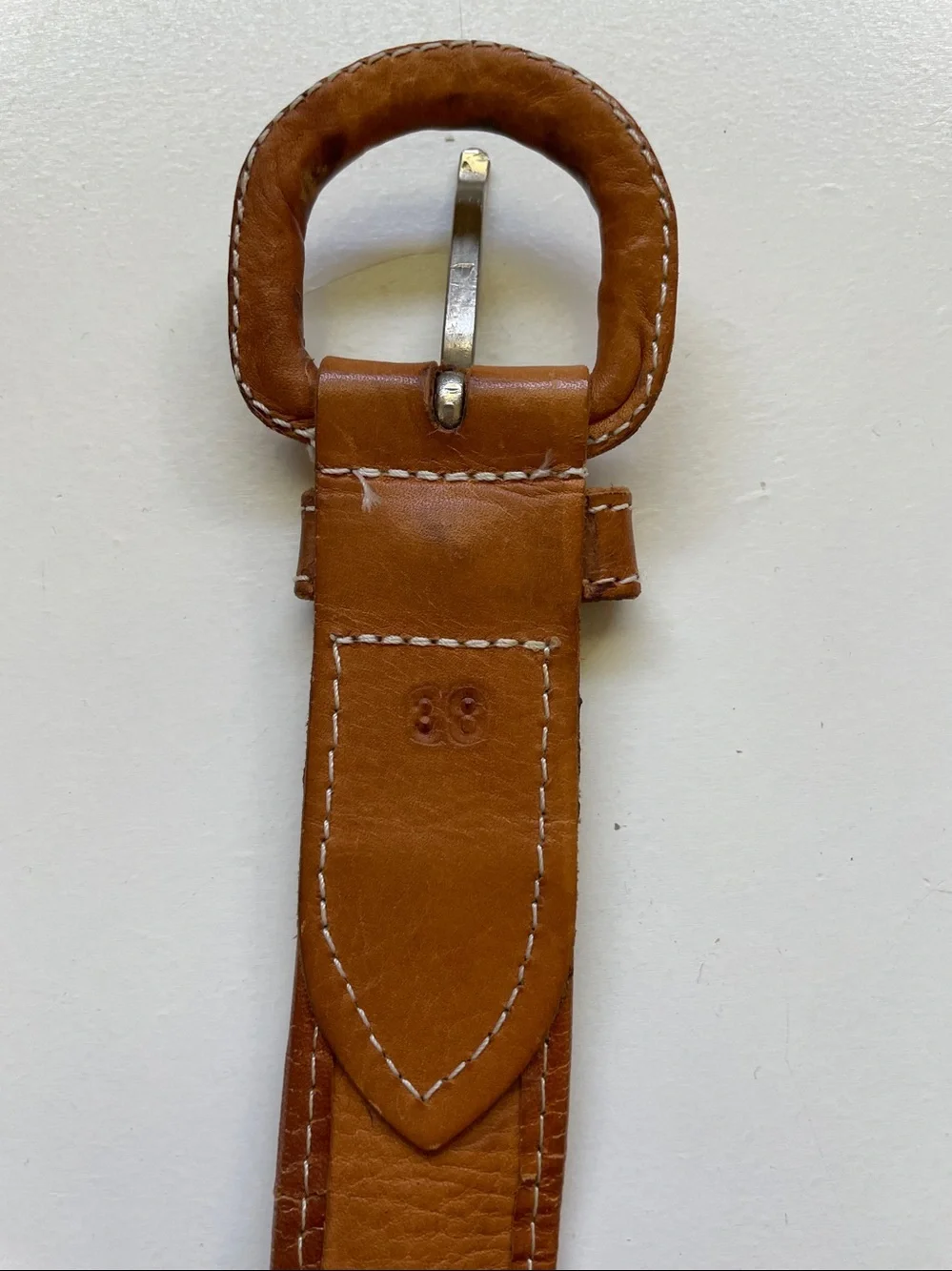 Boho Western Woven Tapestry Leather Belt Multicolor Brown Covered Buckle Sz 38